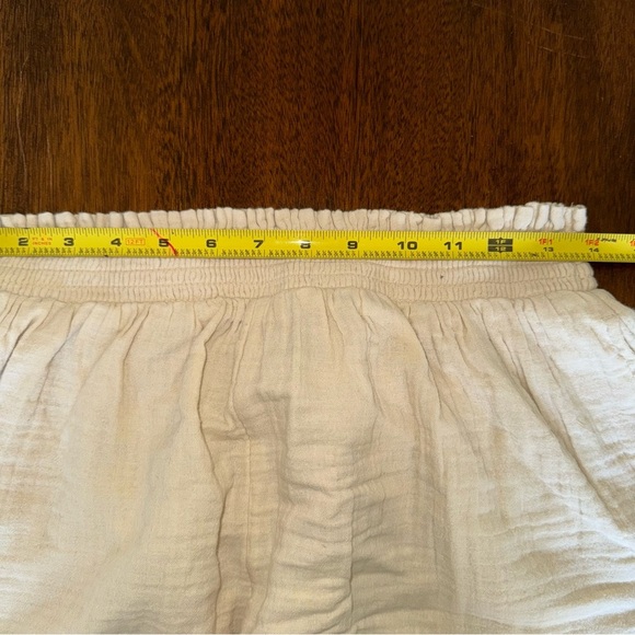 Aerie Gauzy High Waisted Shorts Beige Cotton Size Large - Picture 6 of 8